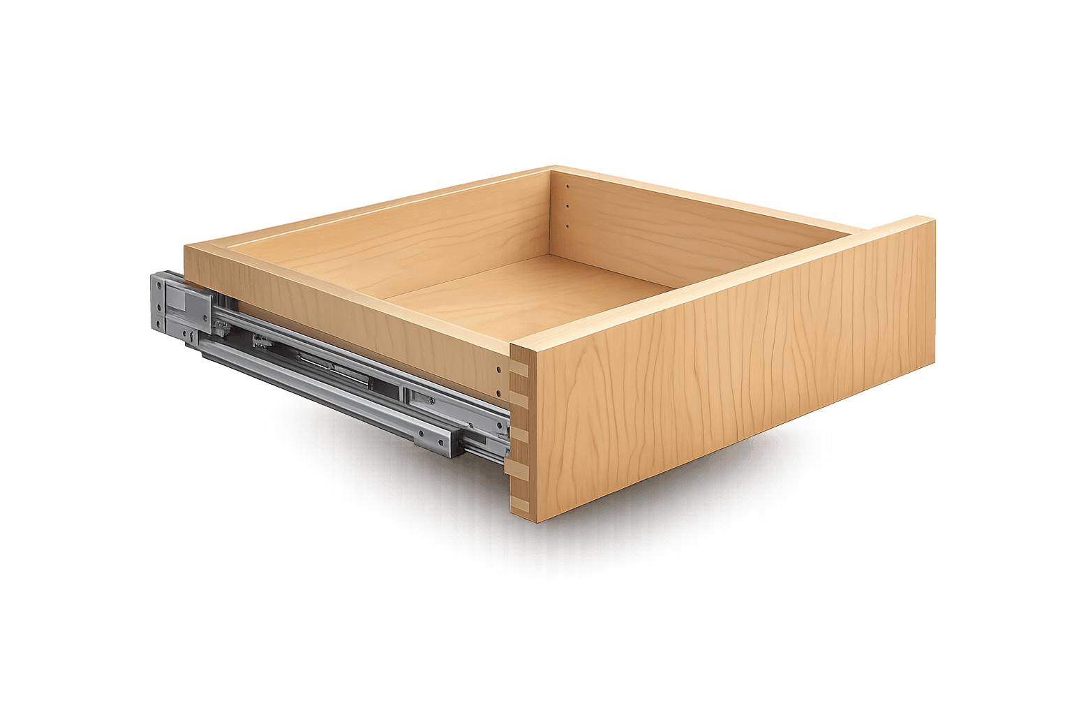 Dovetail drawer with soft-close glides